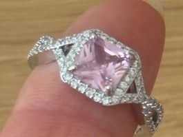 Luxus Elegante Gr.17/7 Ring Farbe: Silber/Rosa Zirkonia