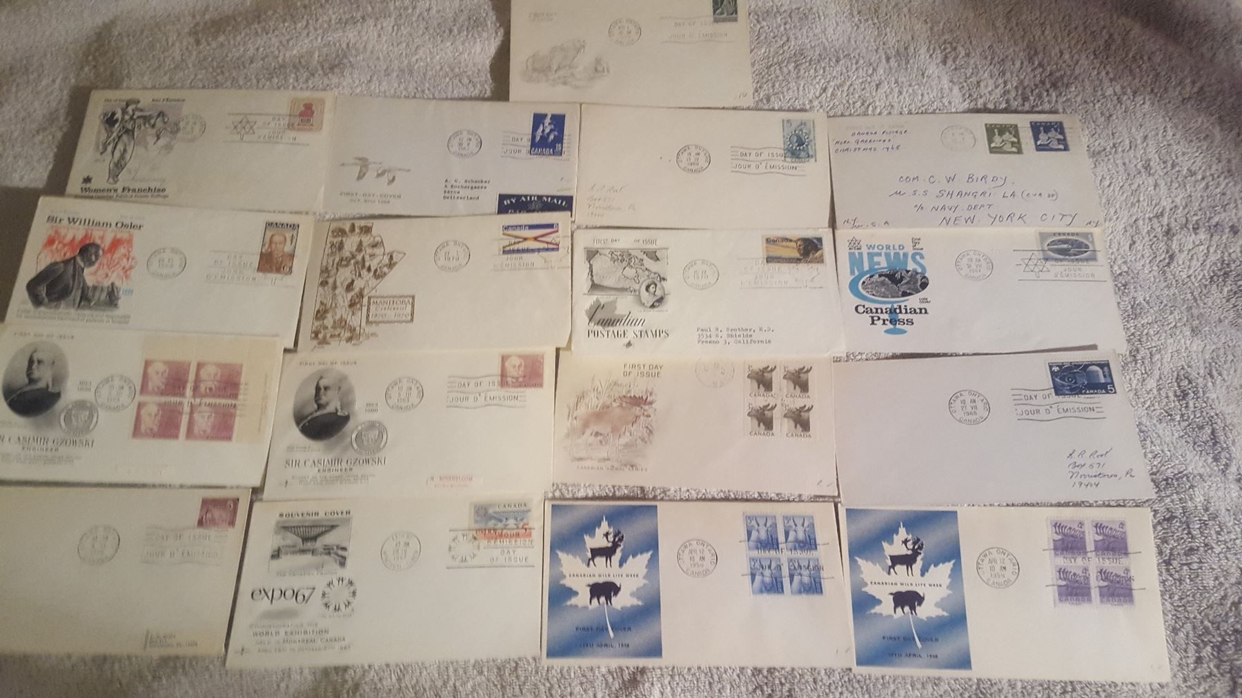 Alle Briefmarken: Lot von 17 Stück FDC Kanada – Gebraucht aus Remetschwil von Hofiii 2