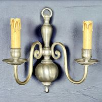 Ancienne applique murale Fleur-de-lis double bronze chromé