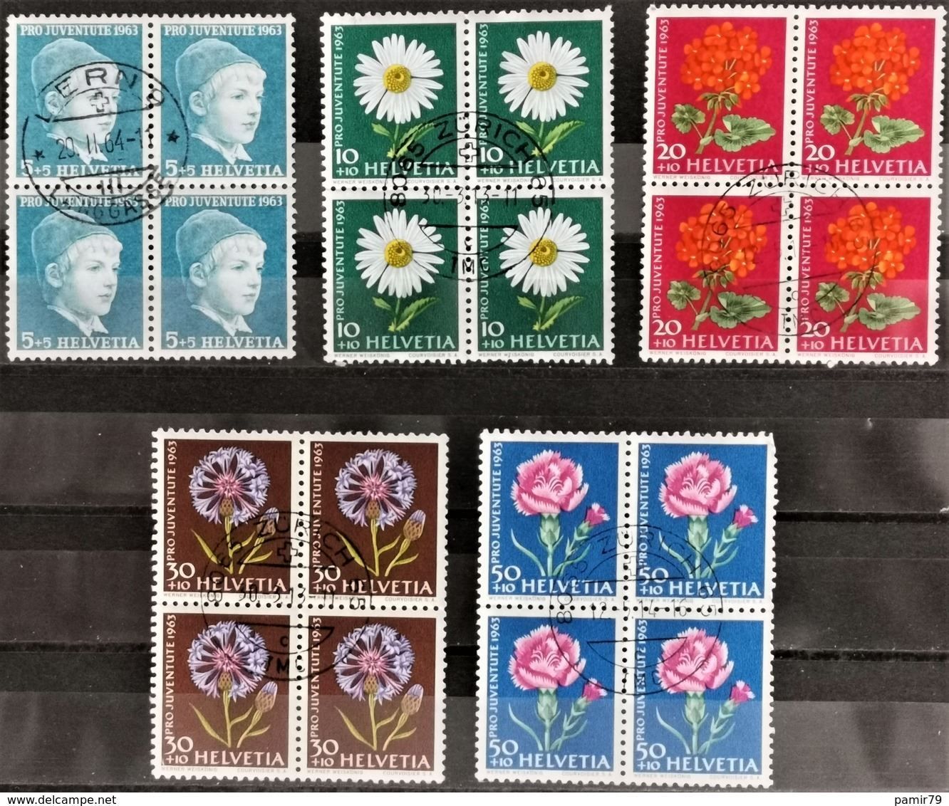 Tutti i francobolli: 1963 Pro Juventute Serie Viererblock – Usato da Dübendorf venduto da goeggi79