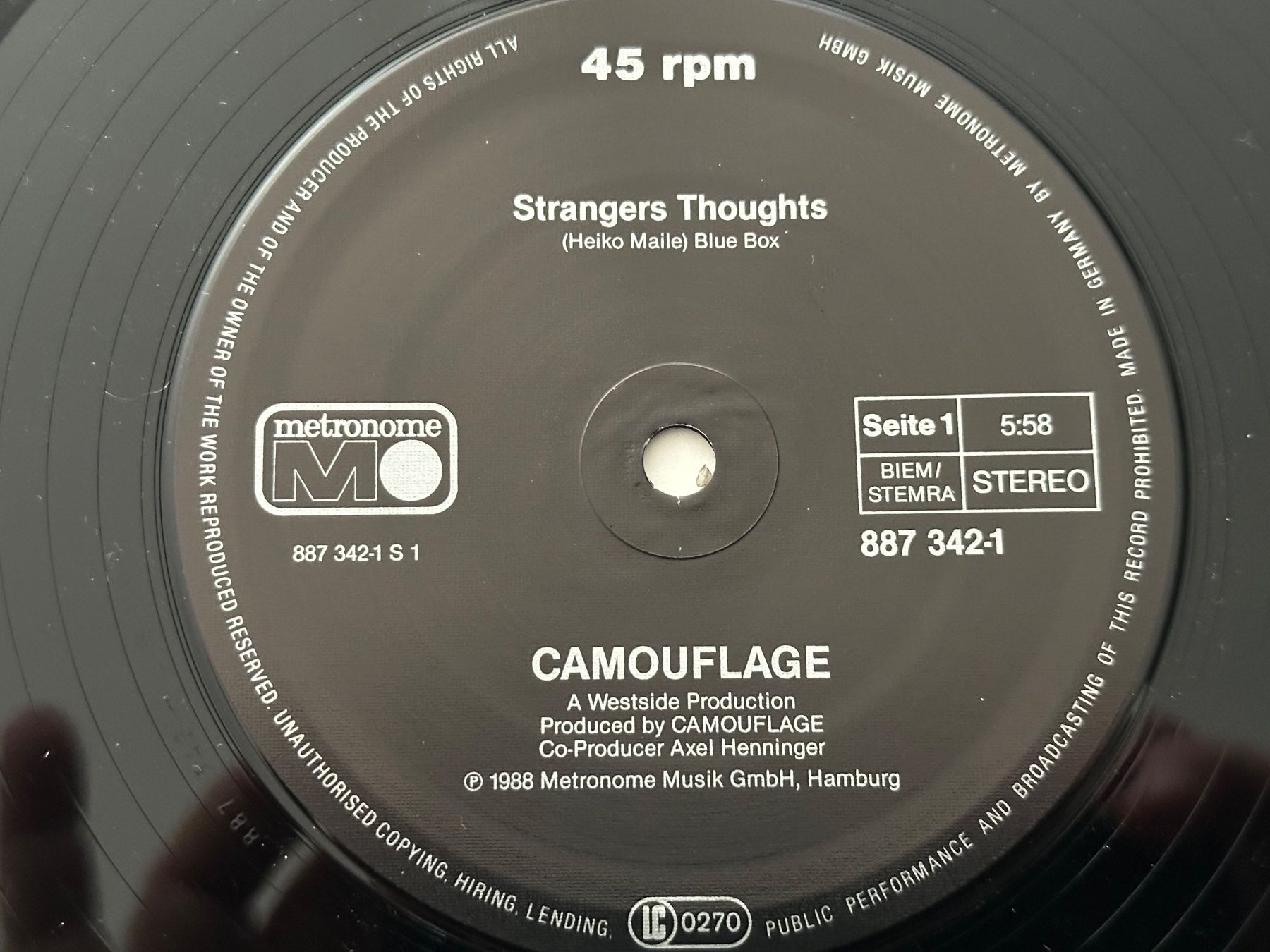 Dischi in vinile: CAMOUFLAGE 12 STRANGERS THOUGHTS – Usato da Sion venduto da jaipur1401 2