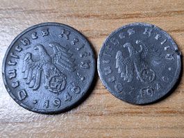 Deutschland 3. Reich 1 + 5 Reichspfennig 1940 F - Duo!