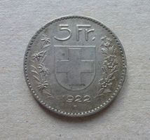 Schweiz ++ 5.- Franken 1922, gute Erhaltung