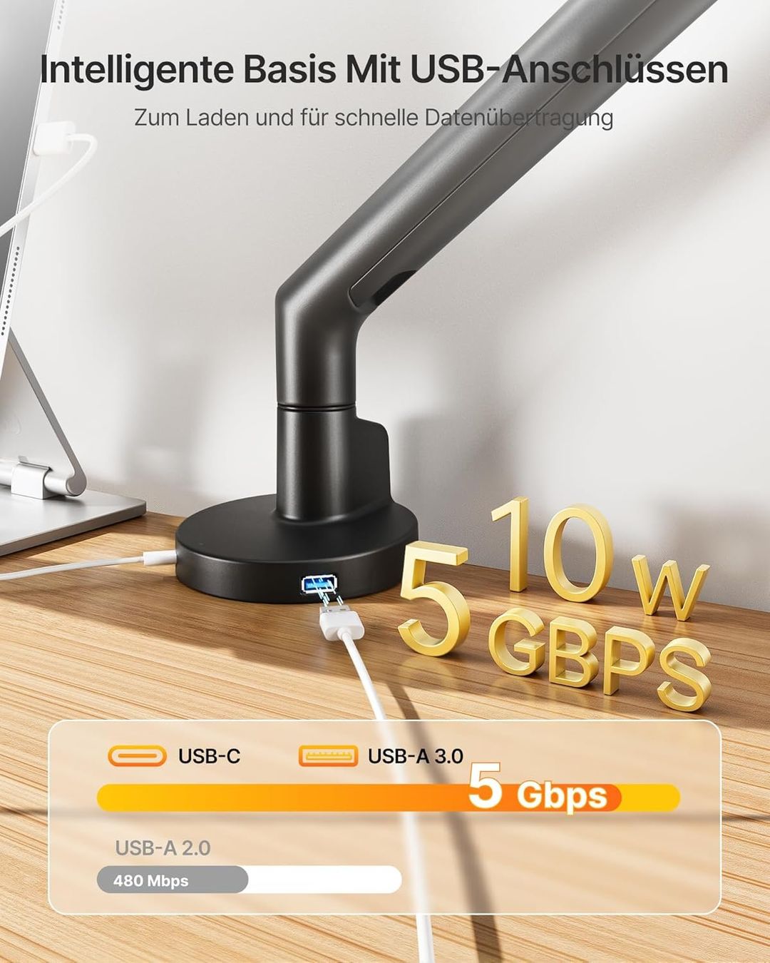 Staffa per monitor: Monitor Halterung Gasfeder 17-40 Zoll USB – Nuovo e nell'imballaggio originale da Suhr venduto da SchnapperCH 7