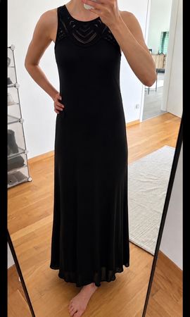 Next Schwarz langes gerades ärmelloses Viskose Kleid wie COS