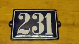 Vintage Emailleschild Hausnummer 231 (L10)