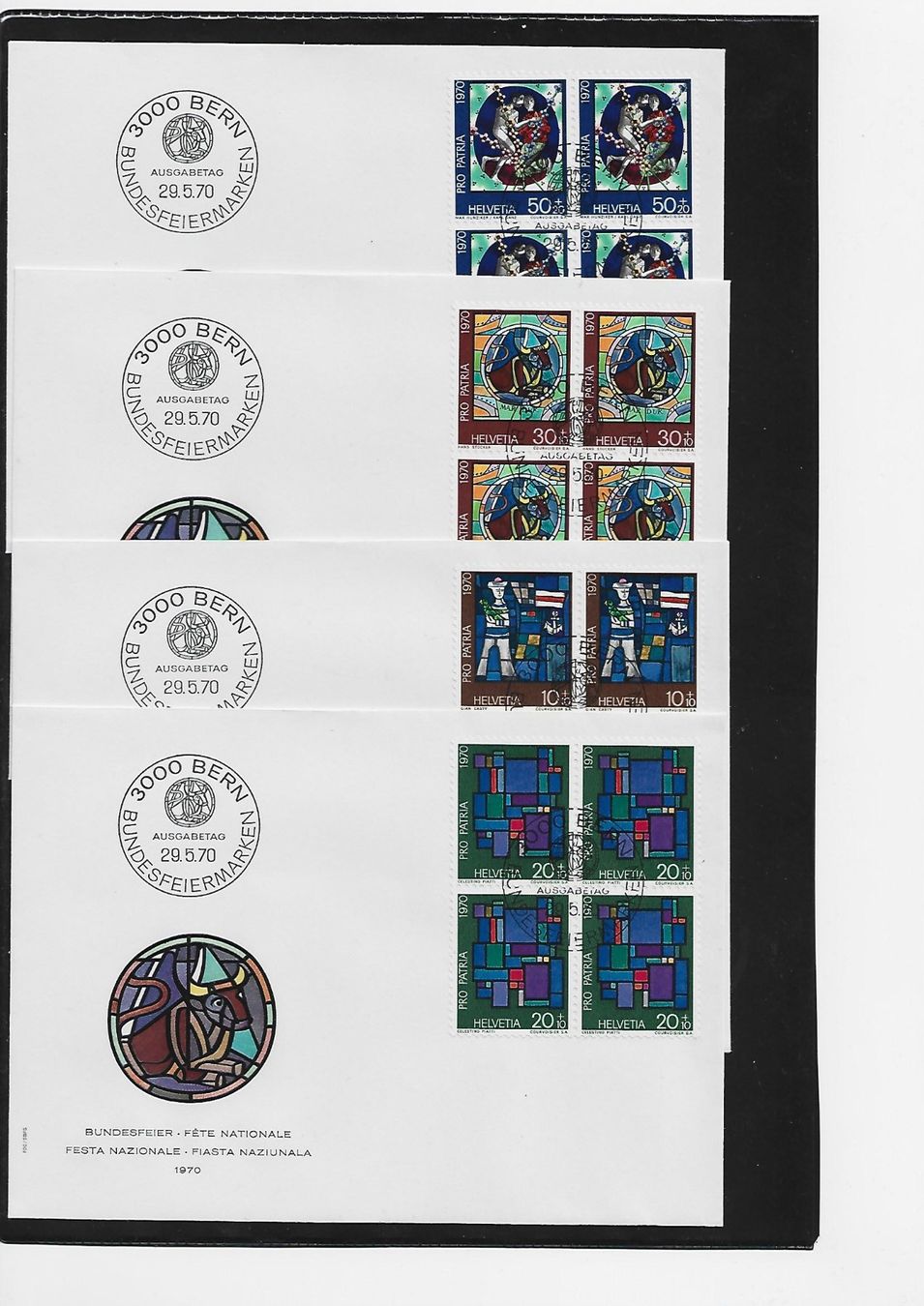 Tutti i francobolli: 1970  PP 4x FDC 4 er – Usato da Rheinau venduto da loxis