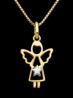 Kettenanhänger Schutzengel 333 Gelb Gold 8 Karat Bicolor 12m