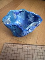 Einzelstück: Kleine Ton-Schale handgemacht blau bemalt NEU