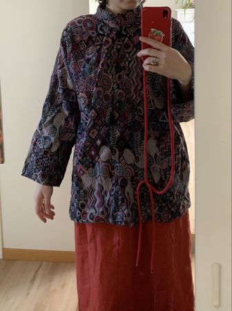 Von Hand geschneiderte Jacke - gewebter Stoff, design, boho