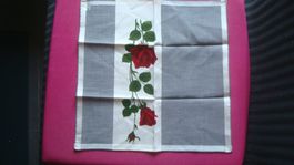 Taschentuch Stoffels rote Rosen handrolliert BW 31 x 31 cm
