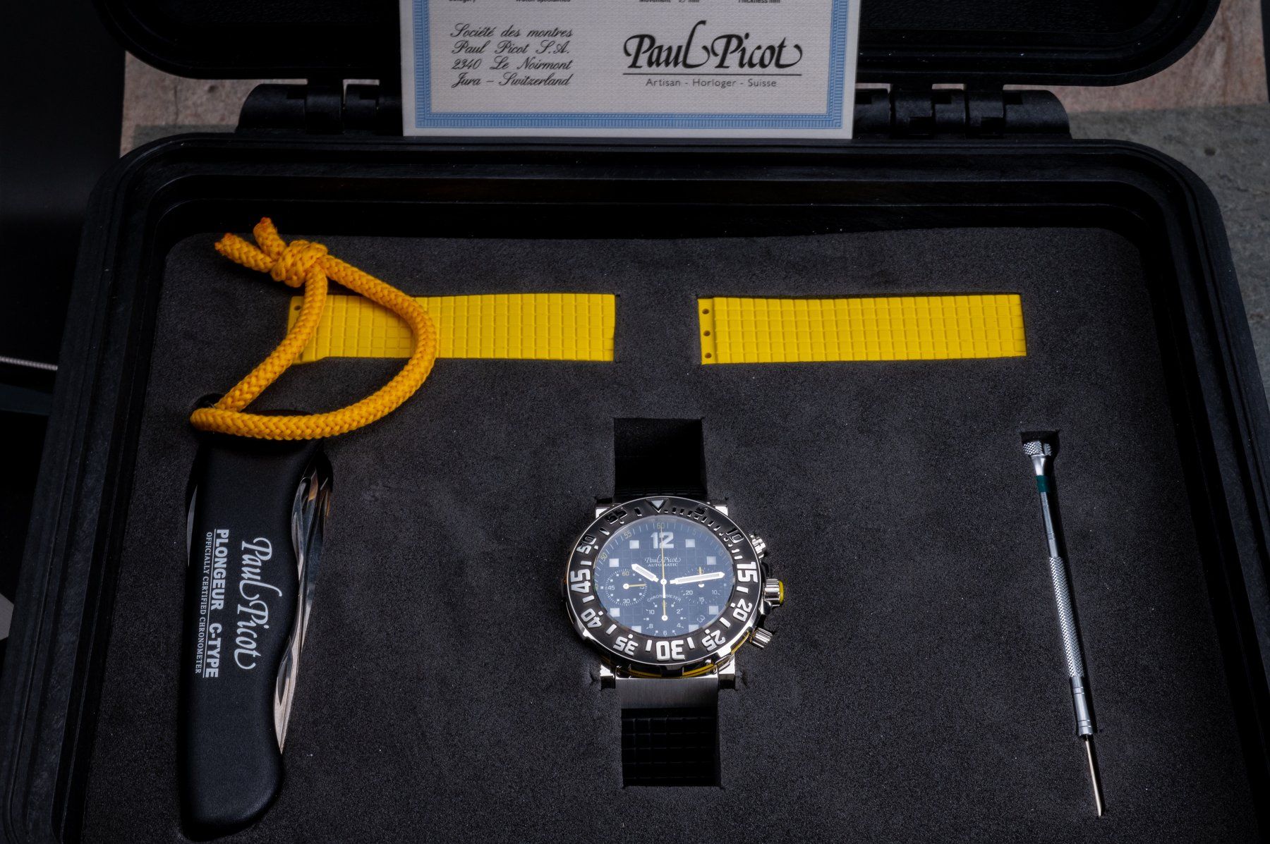 Paul Picot Orologi: Paul Picot C-Type Plongeur Chronograph - NOS - Full Set – Nuovo (secondo la descrizione) da Biel/Bienne venduto da Qlocker 8