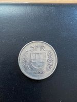 Schweizer 5 Franken Münze 1933 B gebraucht guter Zustand