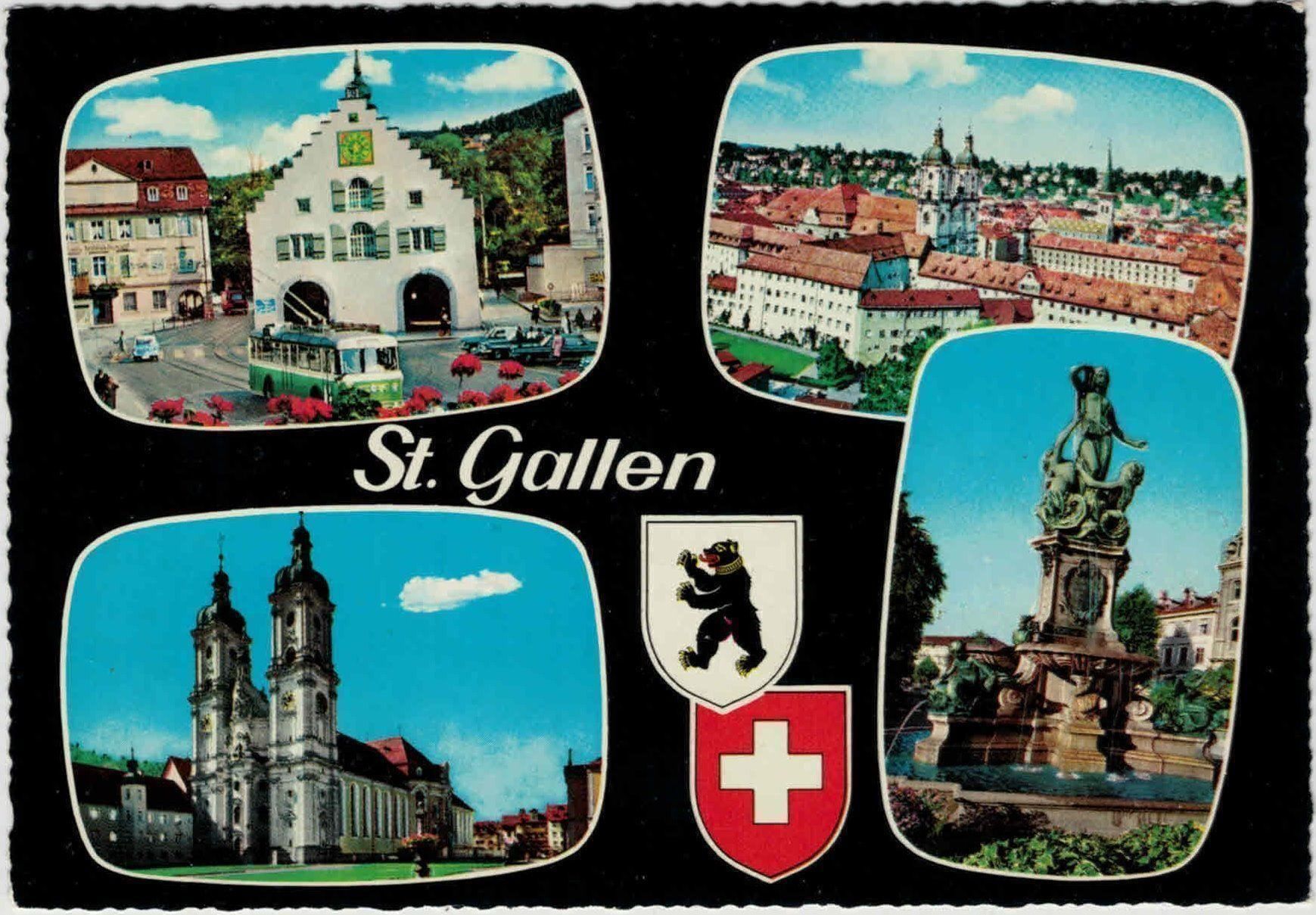 Cartoline postali: SG 85 St. Gallen 4 Bilder GF – Nuovo (secondo la descrizione) da Fribourg venduto da philafri