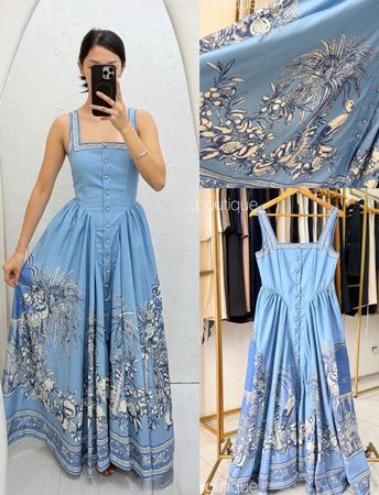 Floral Cotton Blend Midi Dress