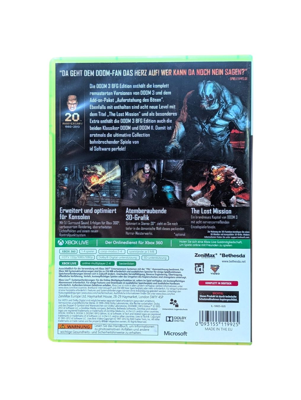 Microsoft Giochi: DOOM 3: BFG Edition Xbox 360 ohne Anleitung – Usato da Domat/Ems venduto da IsseldorsShop 1
