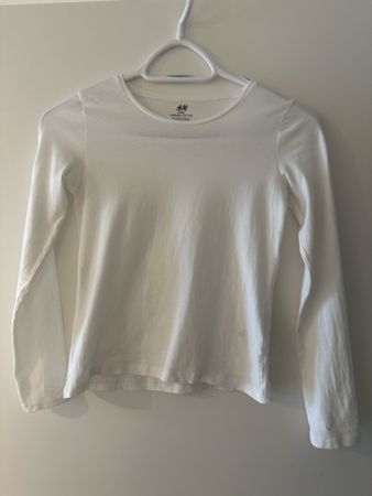 Langarmshirt H&M Basic weiss Grösse 134/140 Baumwolle