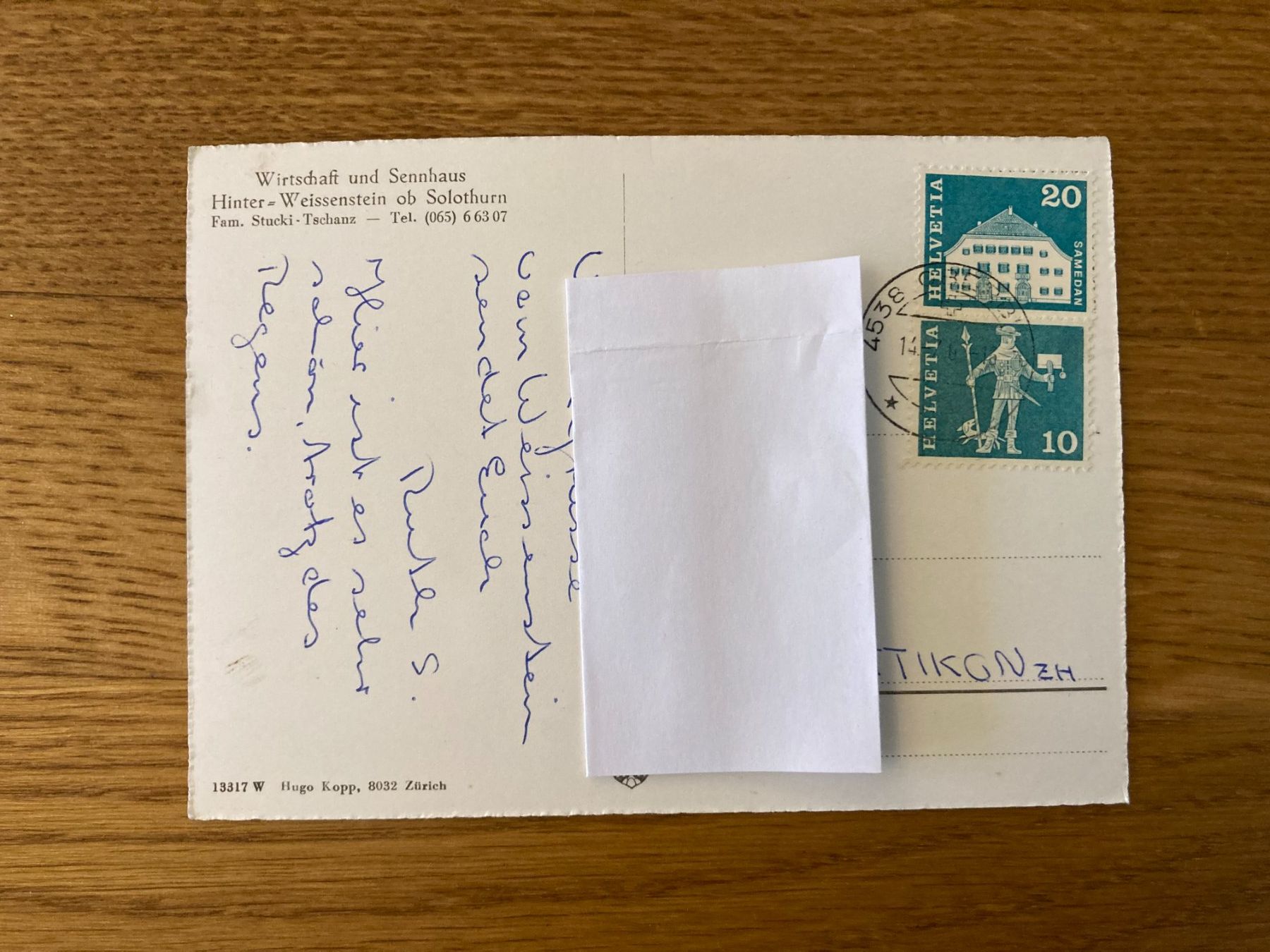 Cartoline postali: Alte Ansichtskarte Hinter Weissenstein 1226 m – Usato da Mönchaltorf venduto da Tschibi 1