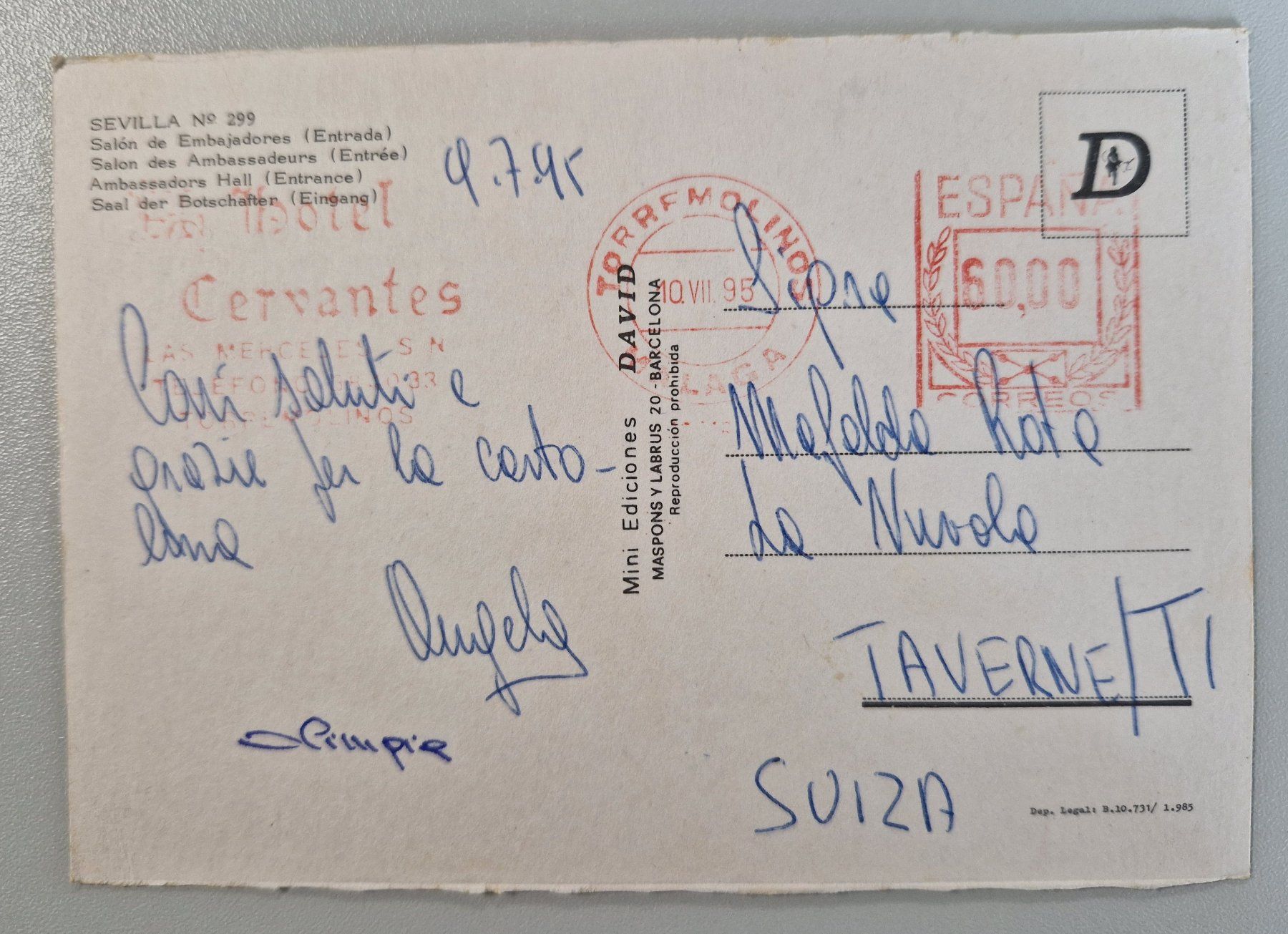 Cartoline postali: Sevilla  Saal der Botschafter 1995 maurischer Stil – Usato da Melchnau venduto da Arthurius 1