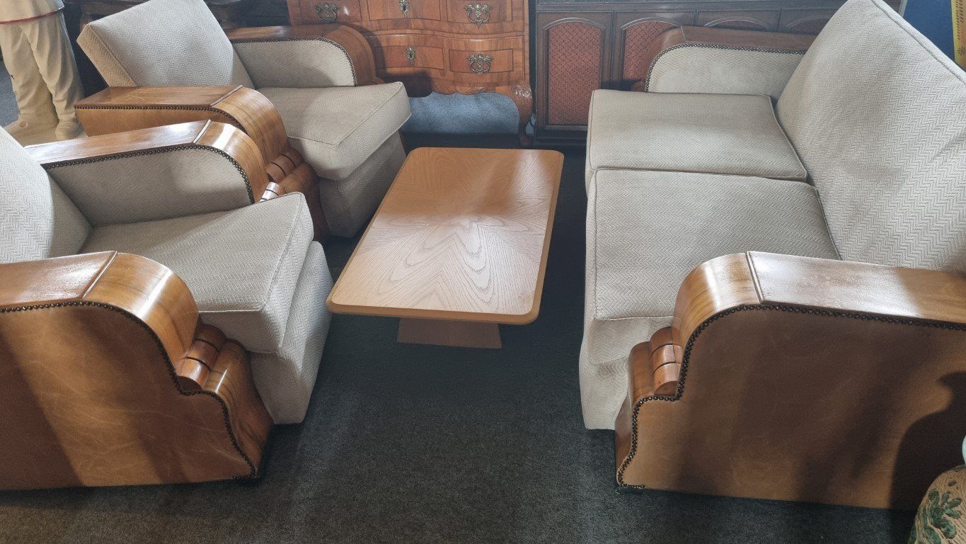 Sessel: Art Deco Sessel Polstergruppe 1930 – Gebraucht aus Flums von Flumsantik