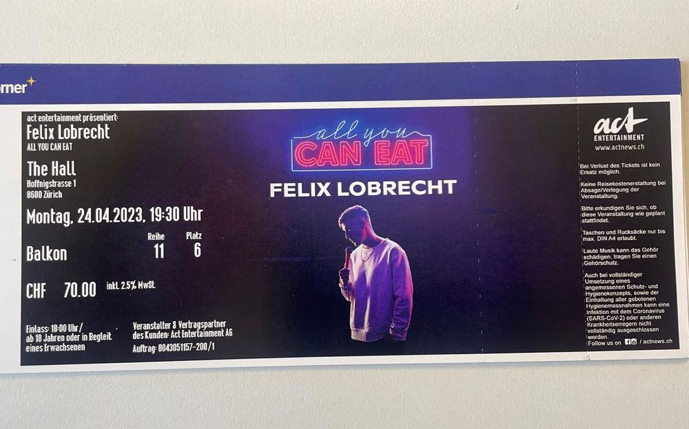 Ticket für All You Can Eat Show von Felix Lobrecht in Zürich Kaufen