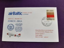 Erstflugbrief Vaduz-Zürich-Riga 28.10.2006