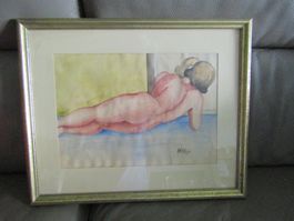 ancienne aquarelle sous verre / H.Hügi