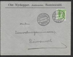 Sumiswald Bedarfsbrief Chr. Nydegger Amtsnotar 25.2.1908