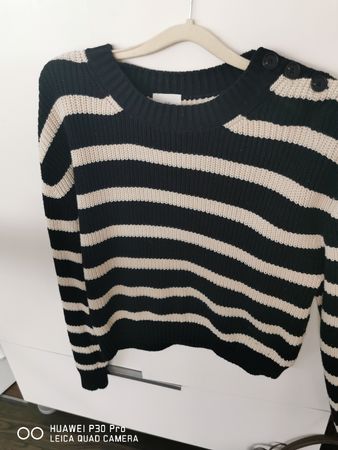 Gestreifter Pullover, Gr M, schwarz/offwhite, NEUWERTIG 