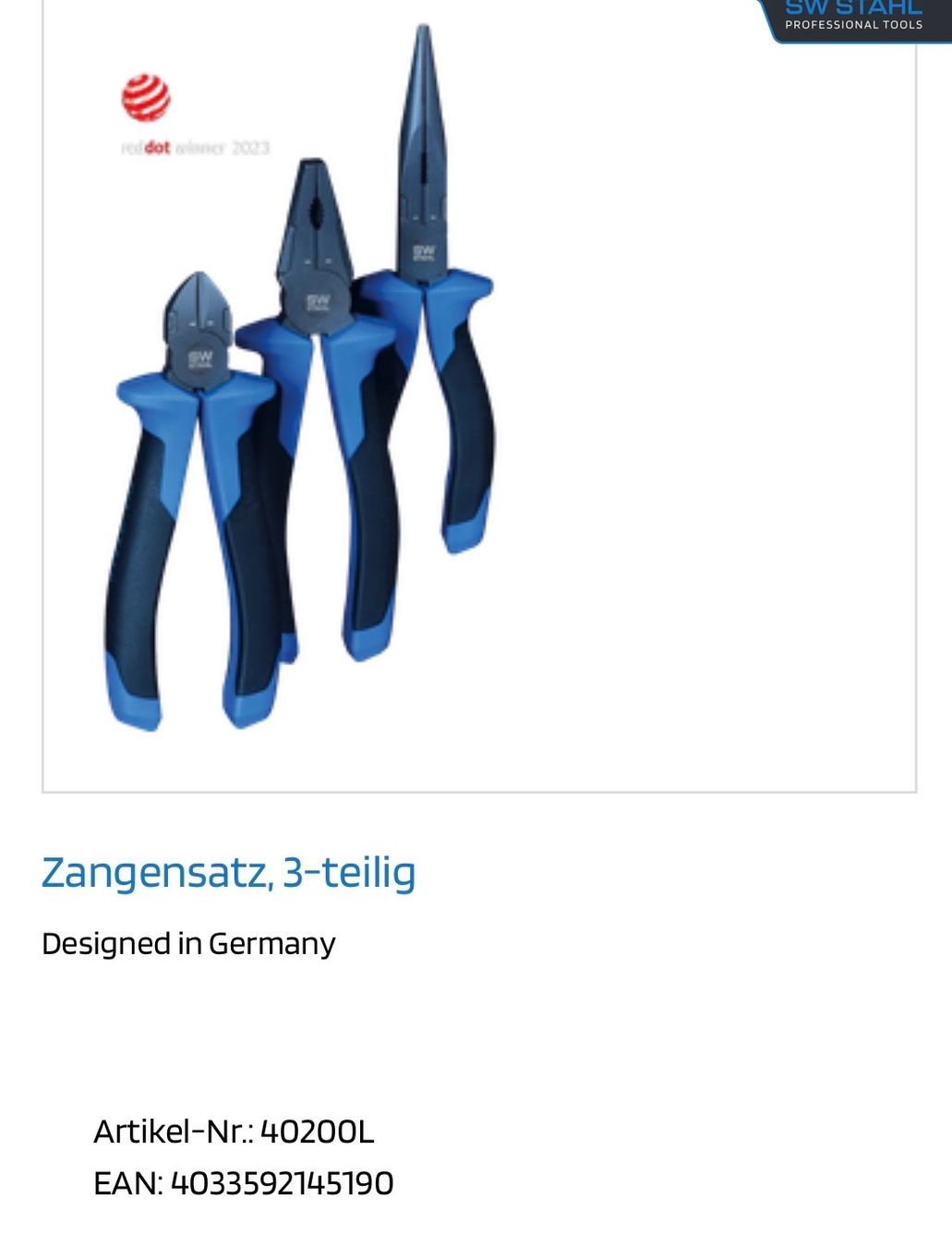 Alle Werkzeuge: Zangensatz 3-teilig – Gebraucht aus Stadel von Mandant7