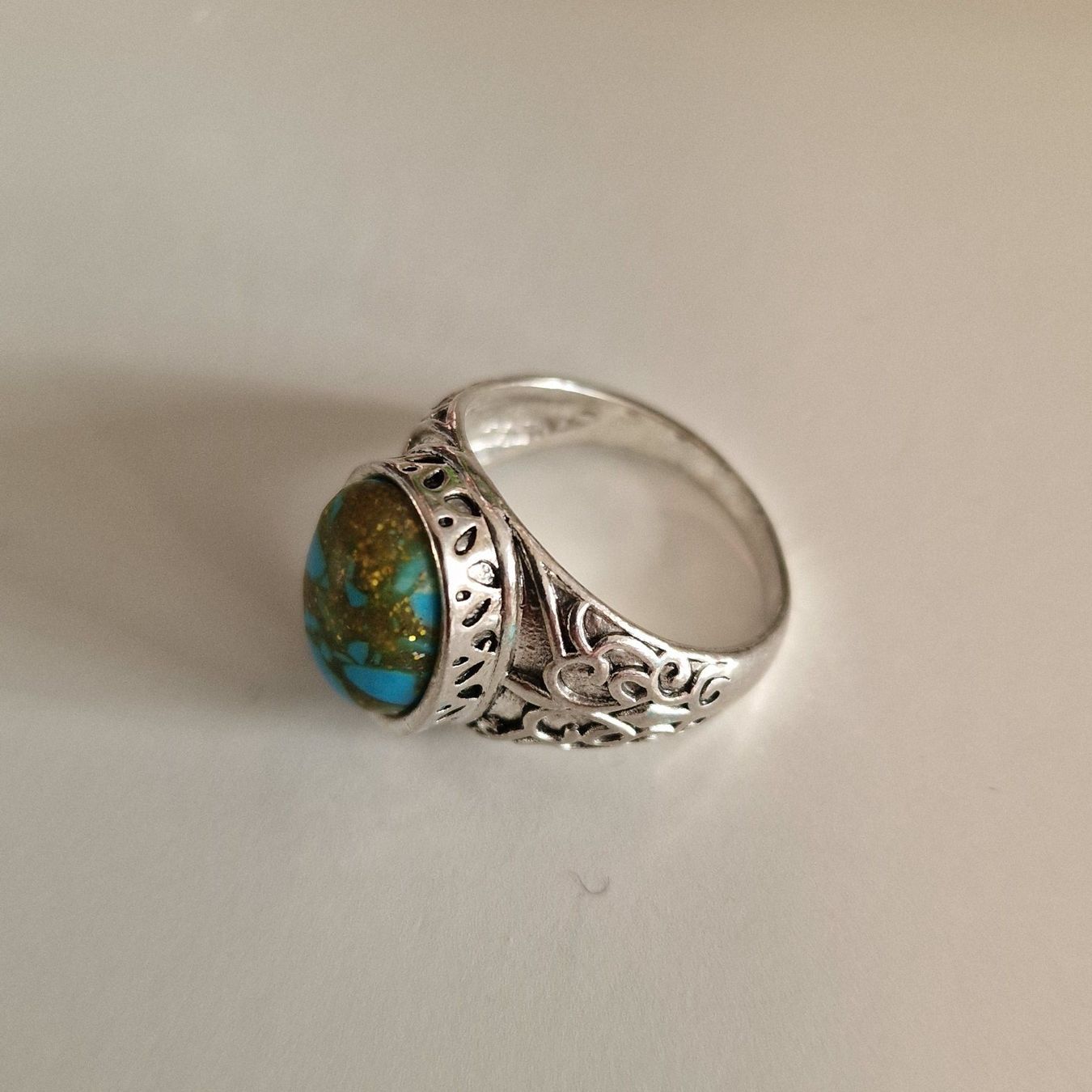 Anelli: Vintage Silberring mit Türkis-Stein, Grösse 58 – Usato da Birr venduto da sen_8djr 2