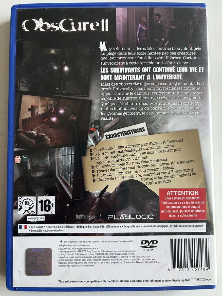 Giochi: Obscure 2 PS2 français  – Usato da Pully venduto da PongDayOne 1