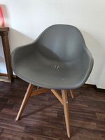 4er-Set Retro Schalenstuhl Grau Holzbeine Skandi