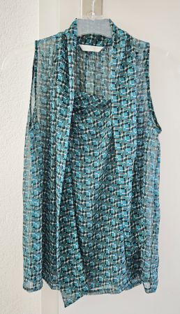Elegantes Top, ärmellos, gemustert grün, Grösse S/34