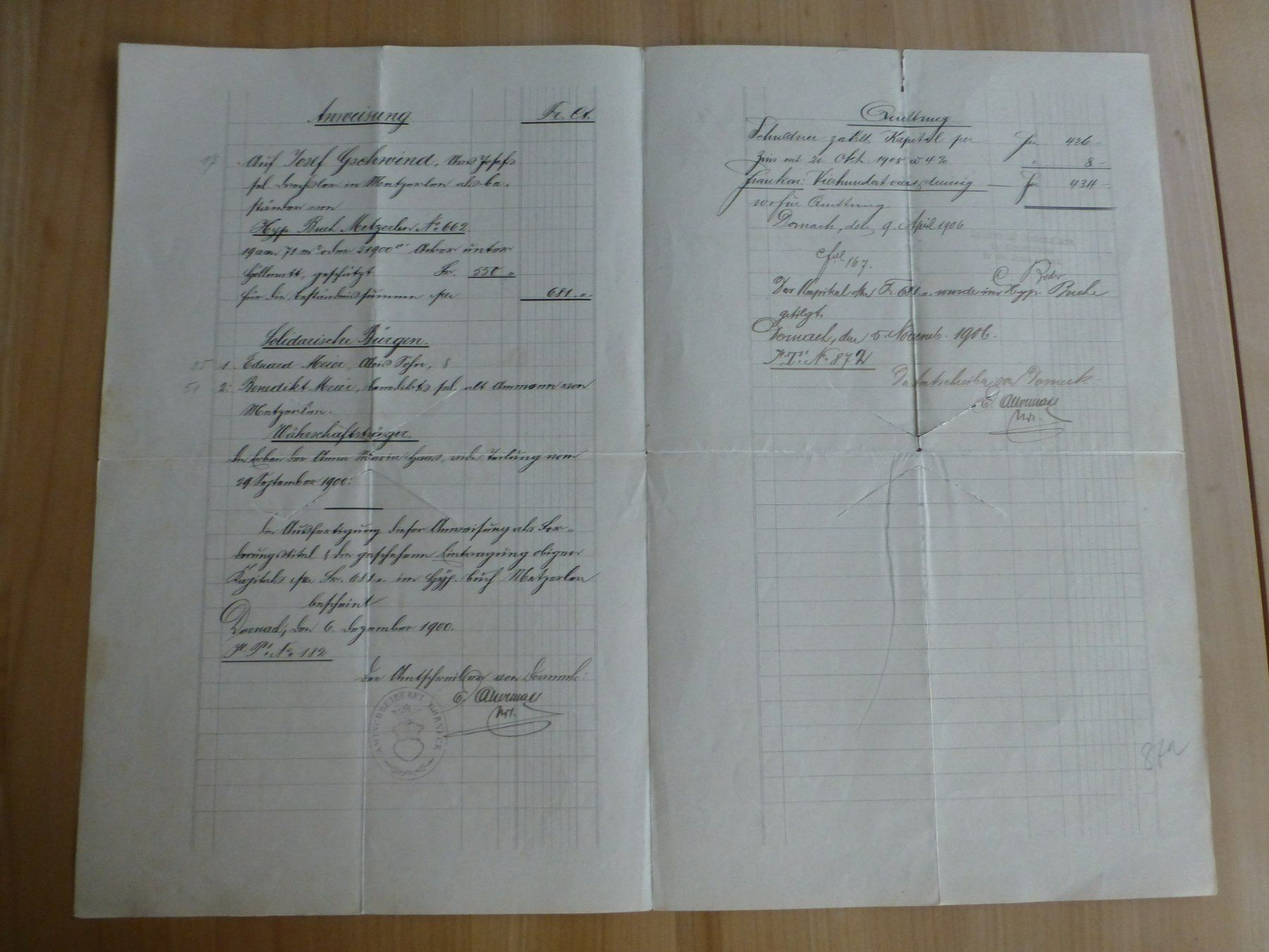 Dokumente: Metzerlen Untere Höllmatt, KT. Solothurn 1906 – Gebraucht aus Bettlach von 1saurer 1