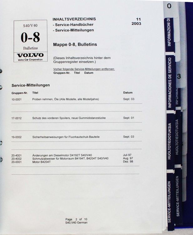 VOLVO V40 Service-Handbuch (Gebraucht) in Beinwil am See für CHF 19 ...