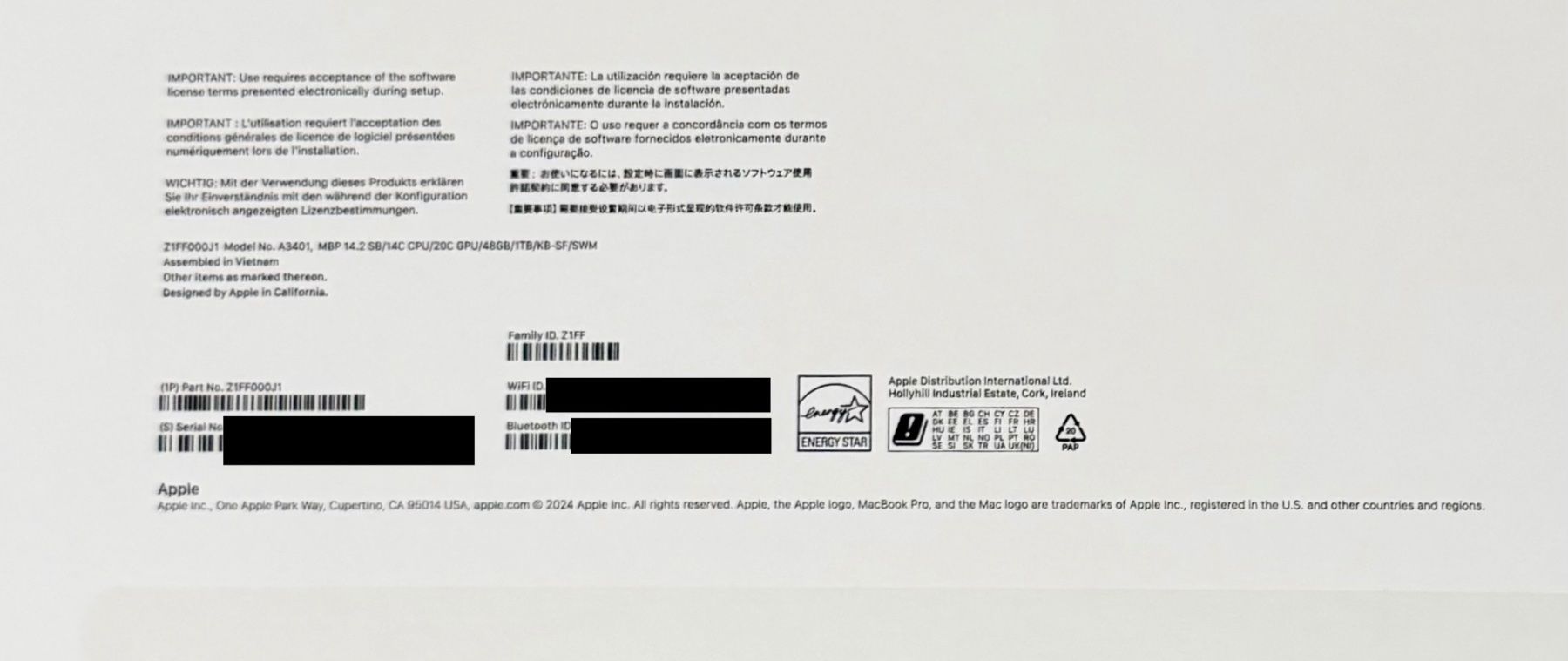 Apple Notebook: MacBook Pro 14" 14C/20C 48GB 1TB Space Black – Nuovo (secondo la descrizione) da Unterengstringen venduto da VaLue2024 3