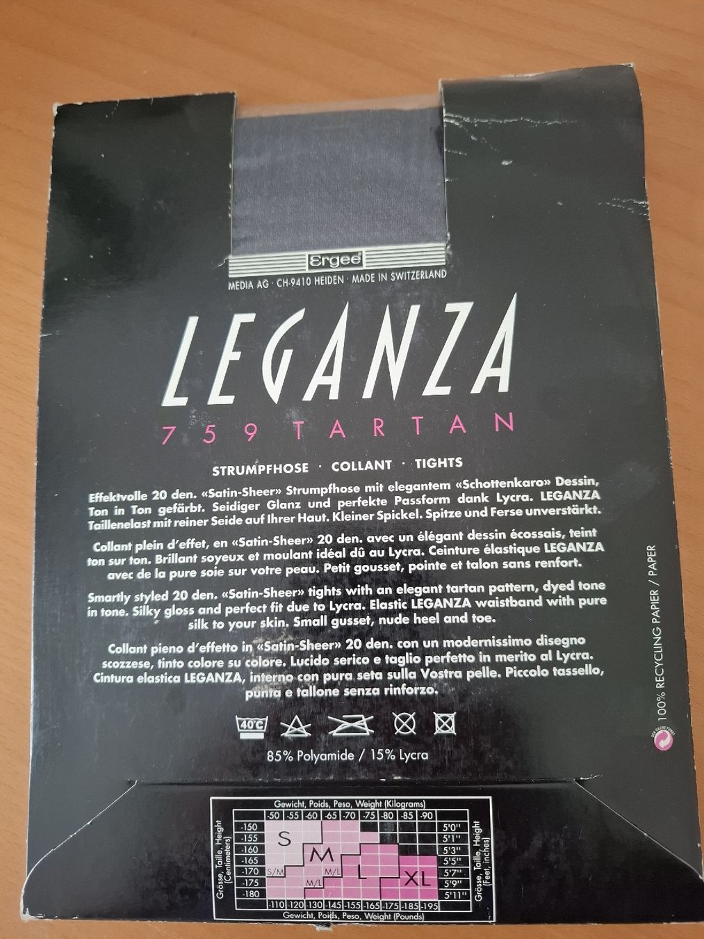Calze & Collant: leganza Strumpfhose schwarz-grau neu – Nuovo e nell'imballaggio originale da Münchenbuchsee venduto da Cori1968 1