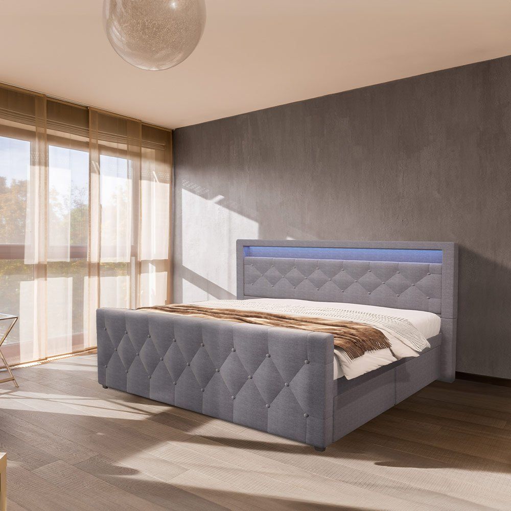 Letti: LED Polsterbett VERA - 140x200cm - Dunkelgrau – Nuovo e nell'imballaggio originale da Wallenwil venduto da toesstal-vertrieb