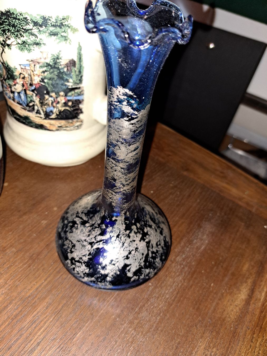 Vasen & Gefässe: Blaue Vase mit Silbermuster, Vintage  – Gebraucht aus Kölliken von Upcycling-by-Mc-TAM 4
