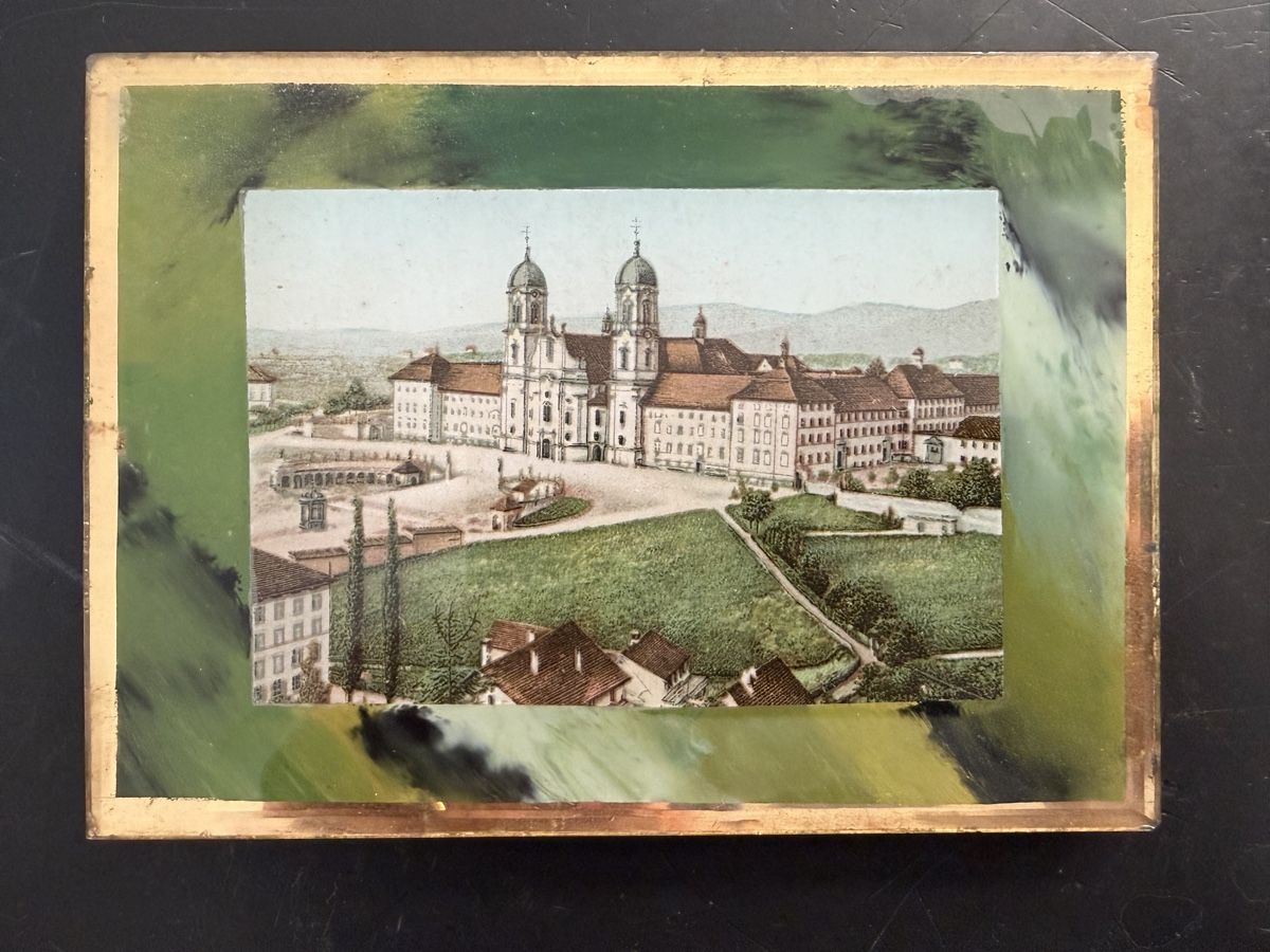 Poster & Bilder: Ansicht Kloster Einsiedeln, antike  Hinterglasmalerei selten – Gebraucht aus Zürich von mimikiki100
