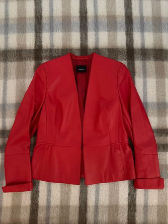 Rote Akris Lederjacke, Gr. 38