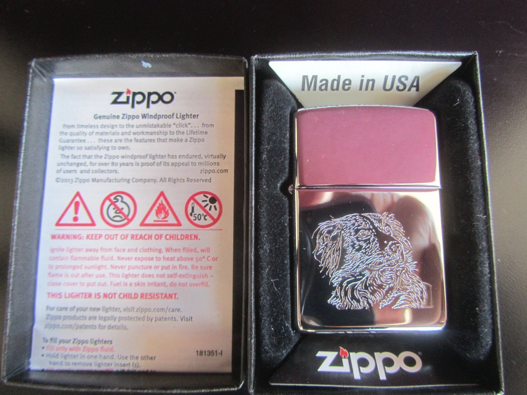 Zippo Accendini: Zippo dog engraved 1995 NEW – Nuovo e nell'imballaggio originale da Pampigny venduto da Calypso06 1