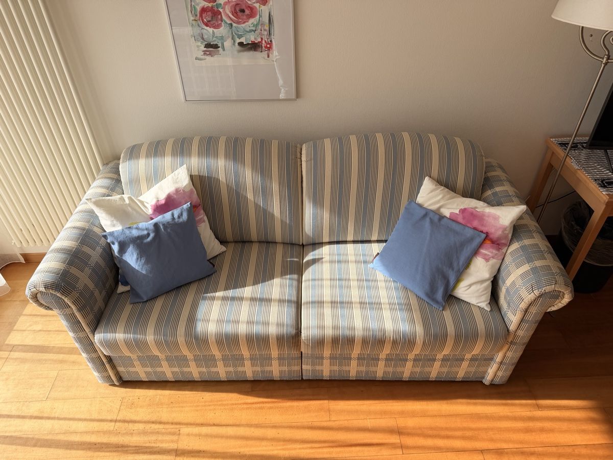 Sofas: Sofa Bed with Striped Pattern, Extendable, Used Condition – Gebraucht aus Kandersteg von ben_jp6l 2