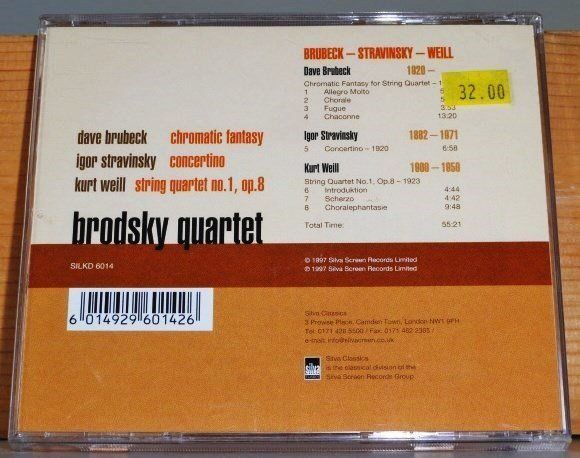 CD: Brodsky Quartet - Dave Brubeck, Kurt Weil, Igor Stravinsky – Usato da Unterbäch VS venduto da Plasido 1