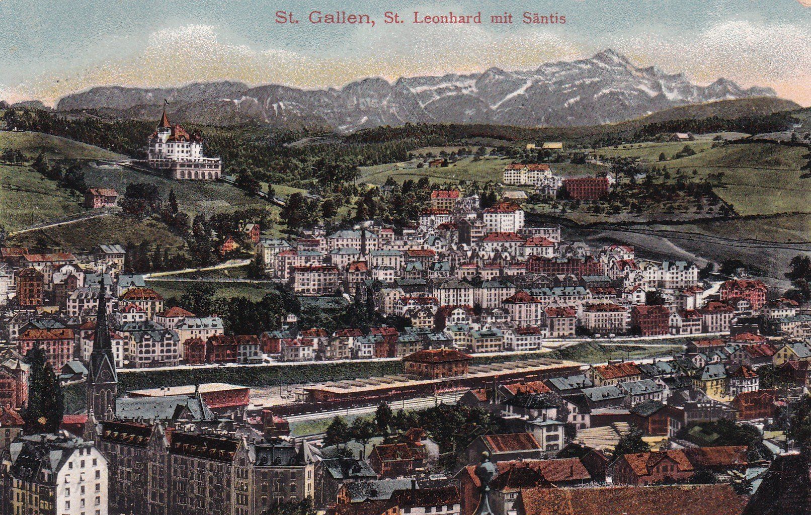 Ansichtskarten: St. Gallen St. Leonhard mit Säntis – Gebraucht aus Cormoret von Pascalll2001