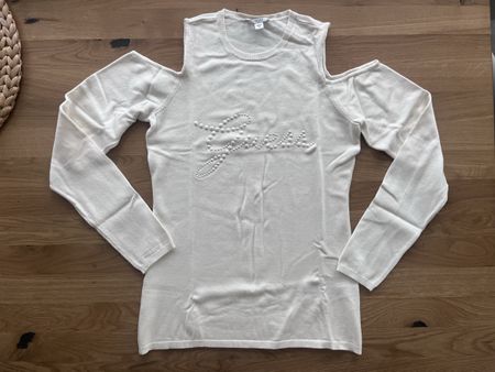 Guess Pullover mit Schulter Cut-Out und Perlenprint Gr. S