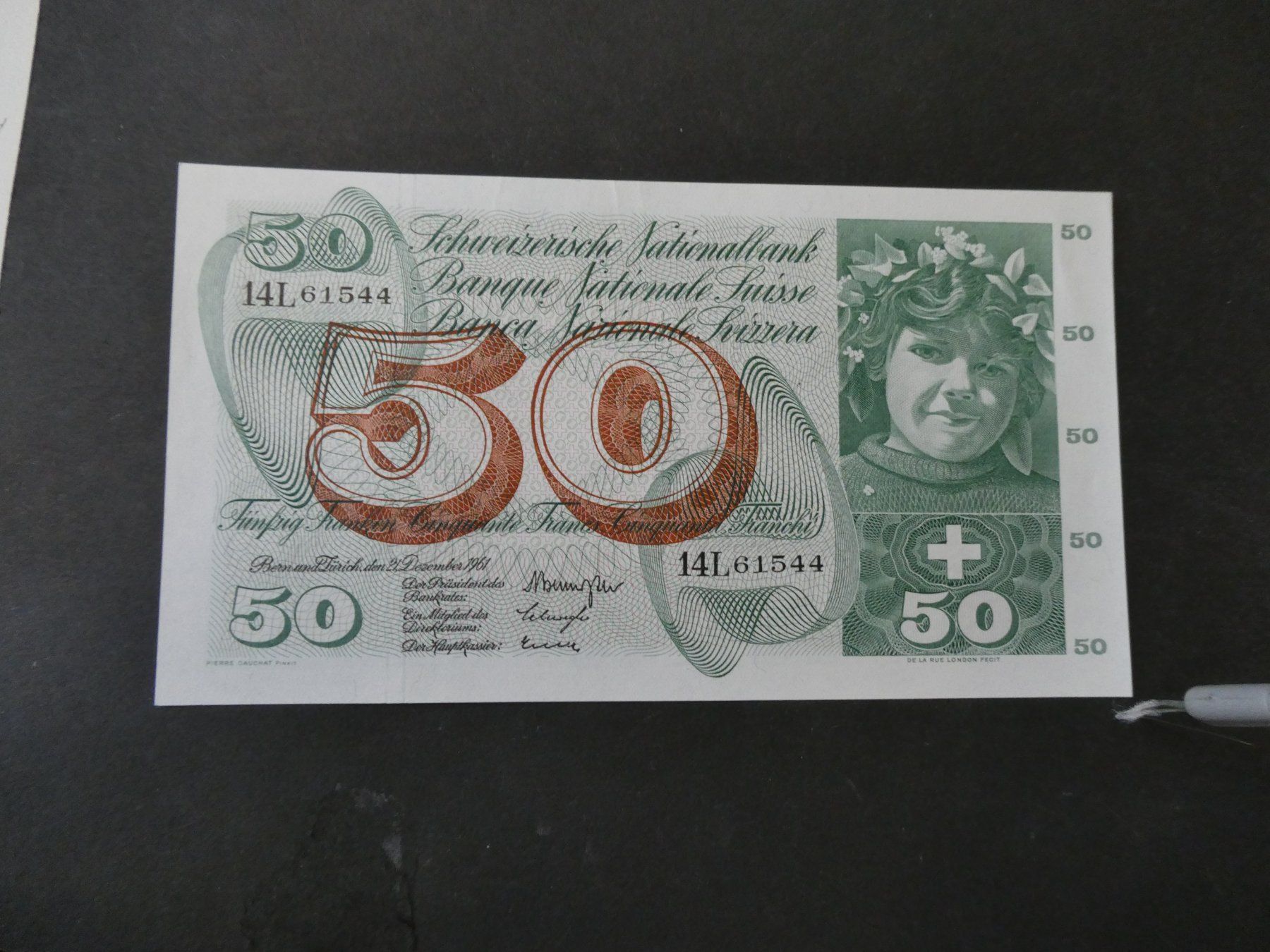 Banknoten: Schweiz 1961, 50 Franken – Gebraucht aus Hinterforst von rohusri