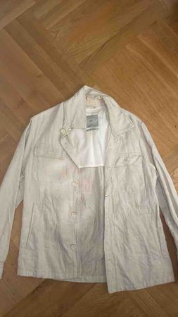 MNG Herren Hemdjacke Baumwolle Leinen beigefarben