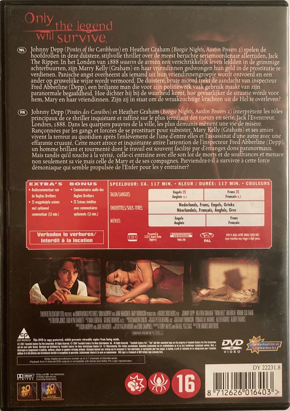 Tutti i DVDs: JOHNNY DEEP / HEATHER GRAHAM - FROM HELL – Usato da Poliez-Pittet venduto da Newtown-Records 1